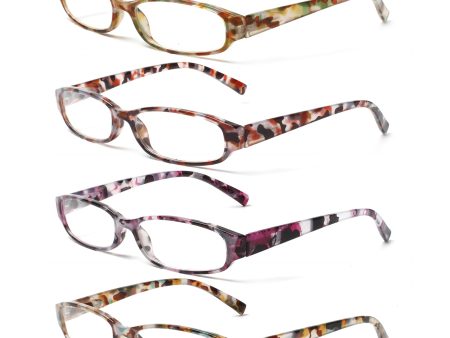 COJWIS - Set de 4 Gafas de Lectura para Mujer con Bisagra de Resorte, +1.25 de Graduació, Diseño Elegante y Multicolor on Sale