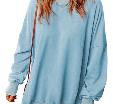 Talla XXL - Sudadera Dokotoo para Mujer, Cuello Redondo y Manga Larga, Color Azul Cielo For Cheap