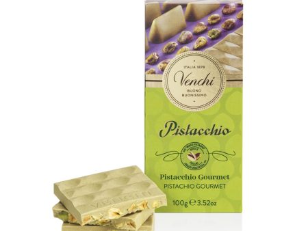 Venchi - Tableta Gourmet de Chocolate Blanco con Pistacho - 100 g - Sin Gluten Embalaje Deteriorado on Sale