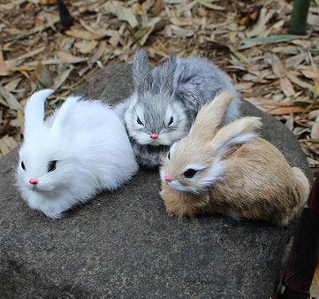 15cm Mini Realistic Cute White Plush Rabbits Fur Lifelike Animal Furry Easter Bunny Stuffed Plush Toy Online Hot Sale